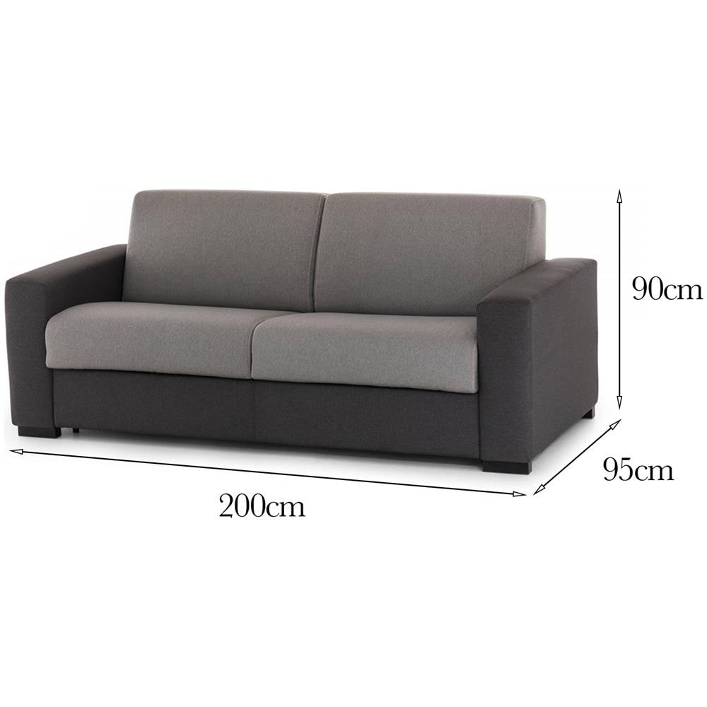 Divano Fisso Rosanna, Divano A 2 Posti Large, 100% Made In Italy, Sofà Soggiorno In Tessuto Imbottito, Con Braccioli Standard, Cm 200x95h90, Grigio E Antracite - Foto 4