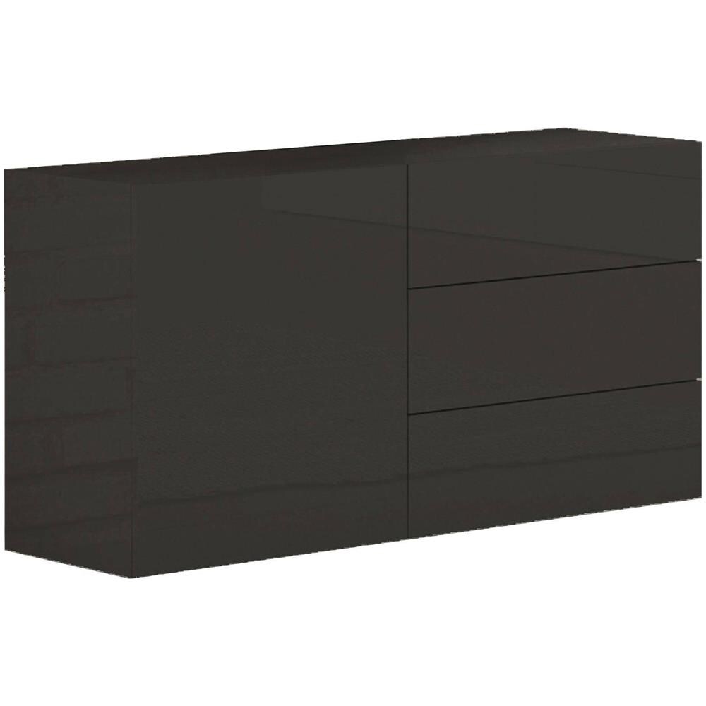 Credenza Enrico, Madia Da Cucina A 1 Anta E 3 Cassetti, Buffet Da Soggiorno, Madia Da Cucina, 100% Made In Italy, Cm 110x40h35, Antracite Lucido - Foto 2