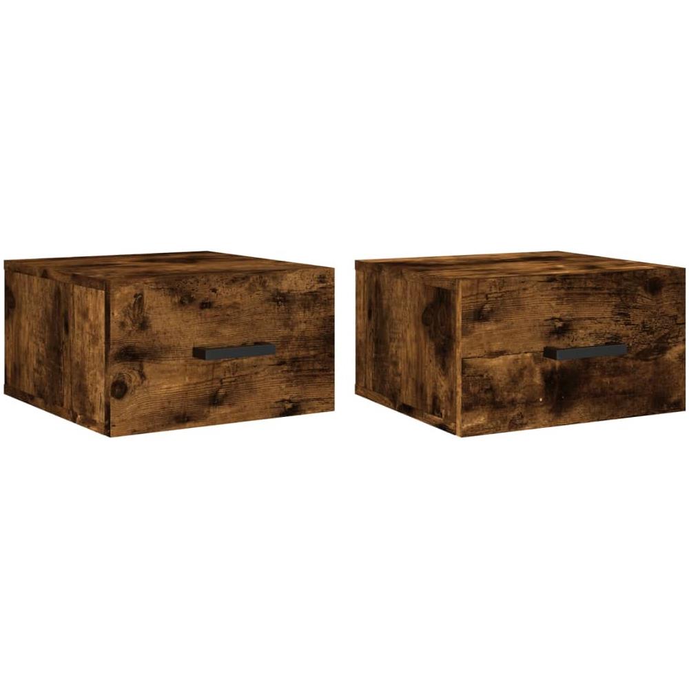 Comodini A Muro 2 Pz Rovere Fumo 35x35x20 Cm - Foto 2