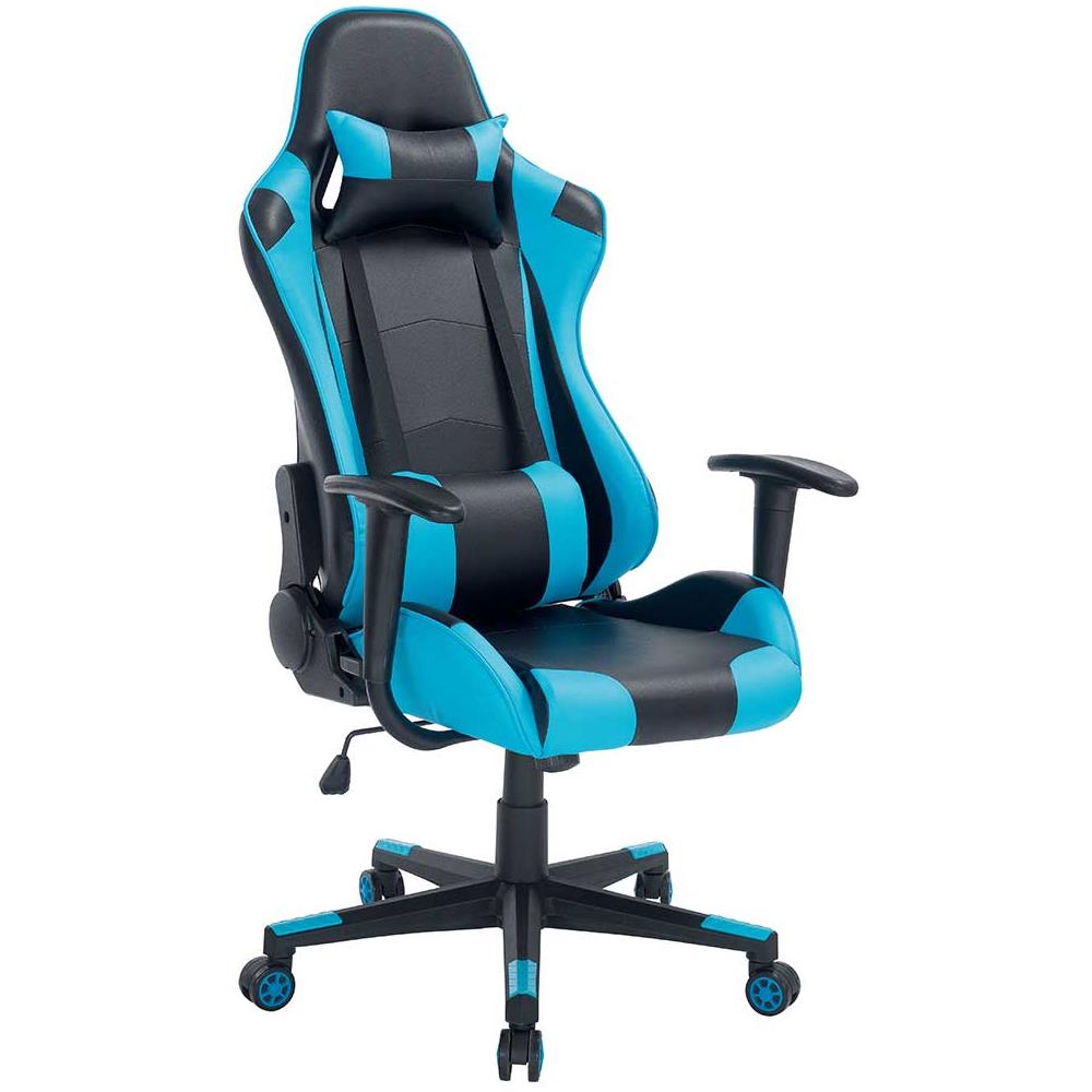 Sedia Poltrona Gaming Scrivania Ufficio Casa Reclinabile Girevole Direzionale Blu - Foto 1