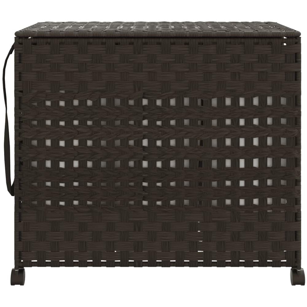 Cesto Portabiancheria Ruote Marrone Scuro 66x35x60 Cm Rattan - Foto 3
