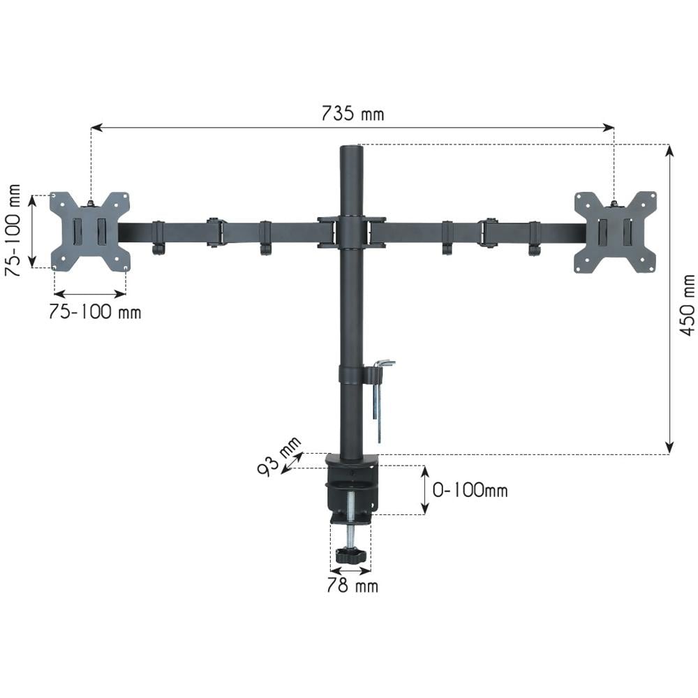 Supporto da Scrivania per 2 Monitor ICA-LCD 382-D 13"-27'' Portata Max 20 Kg - Foto 2