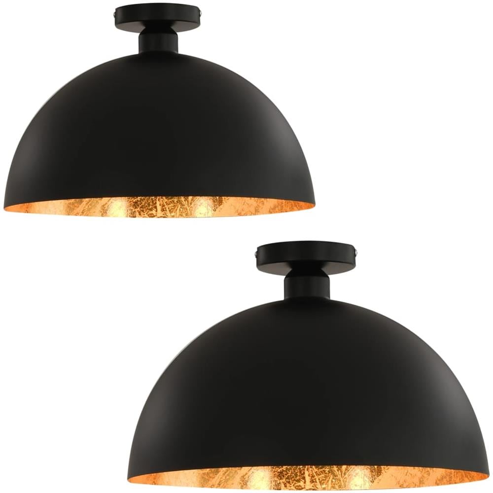 Lampadari 2 pz Nero e Oro Semi-Sferici E27 - Foto 2