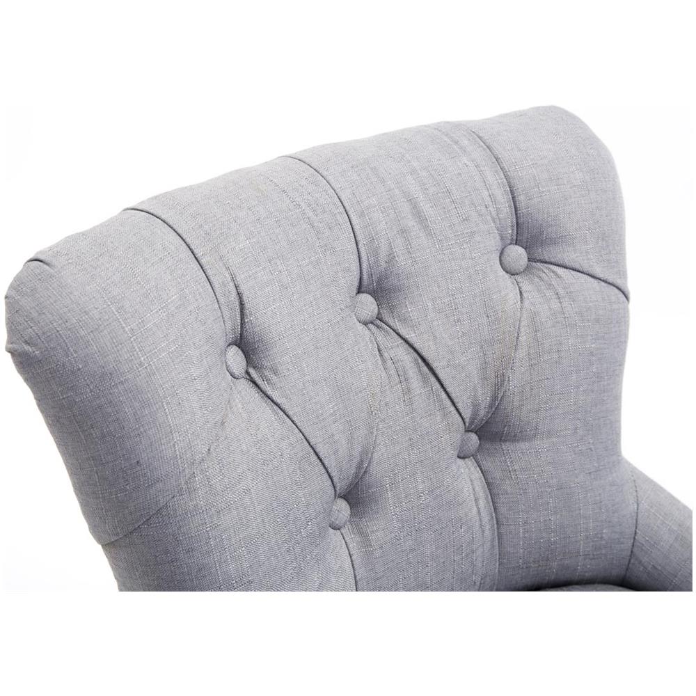 Sgabello Legno Lakewood Antico-Chiaro - Sgabello Alto Vintage in Tessuto - Sedia Bar Chesterfield con Poggiapiedi Alt. 74 cm Grigio Chiaro - Foto 5