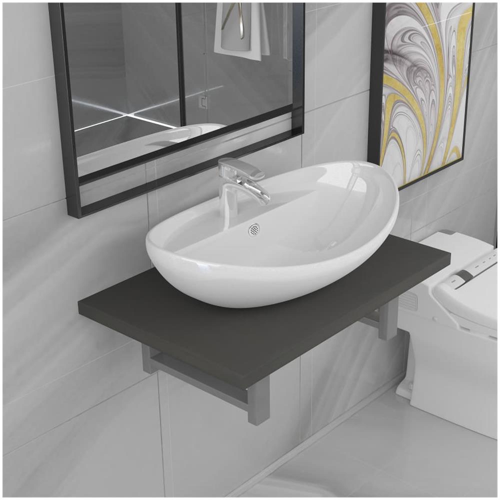 Set Mobili Da Bagno 2 Pz Ceramica Grigio - Foto 2
