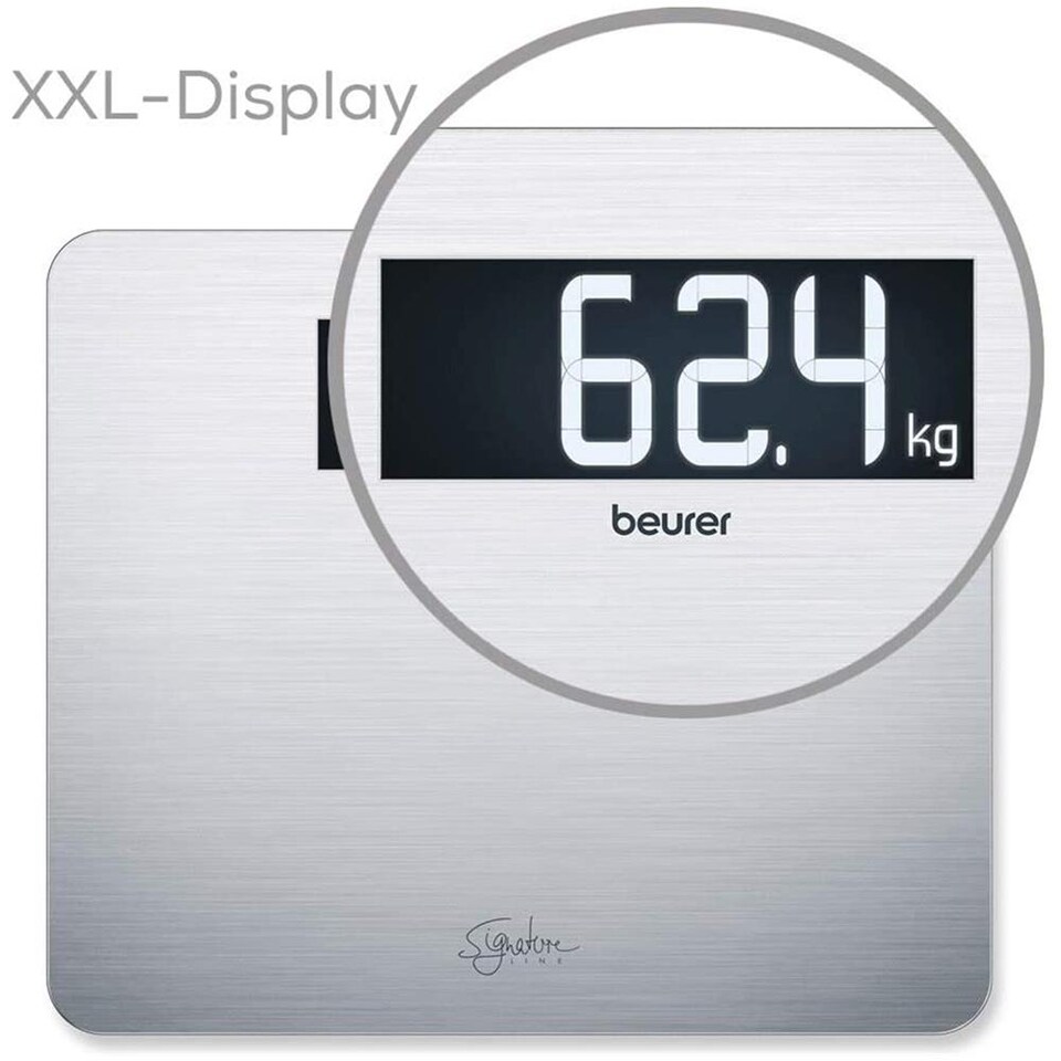Beurer GS10 Bilancia Pesapersona Digitale In Vetro Con Effetto Glitter, Portata 180kg, Colore Silver