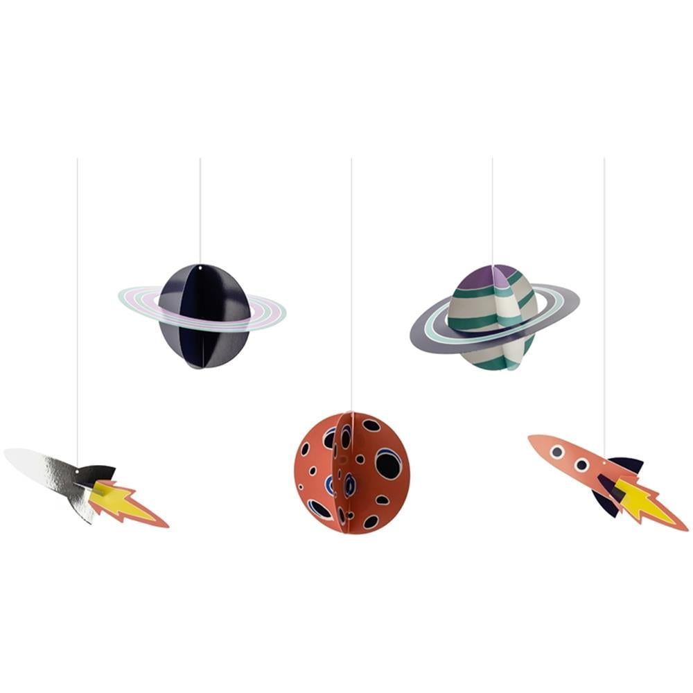 Partydeco - 5 Sospensioni In Cartone Avventura Nello Spazio - Foto 1