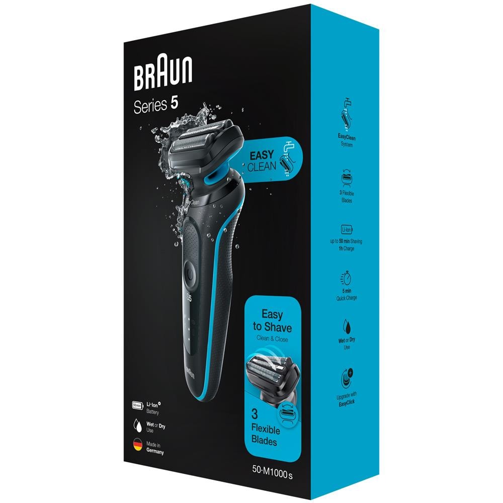 Series 5 50-M1000s Rasoio Elettrico Wet & Dry Ricaricabile Colore Nero / Blu - Foto 3