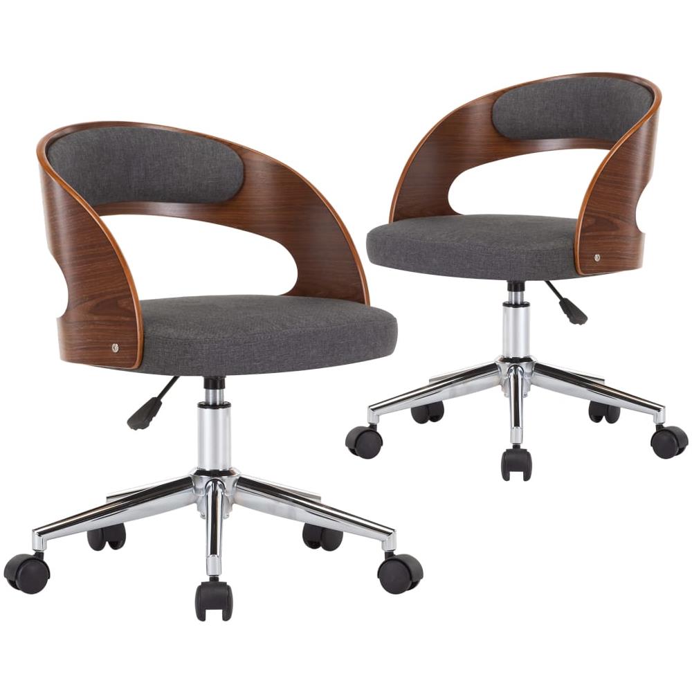 Sedie Da Pranzo Girevoli 2 Pz Grigie In Legno Curvo E Tessuto - Foto 2