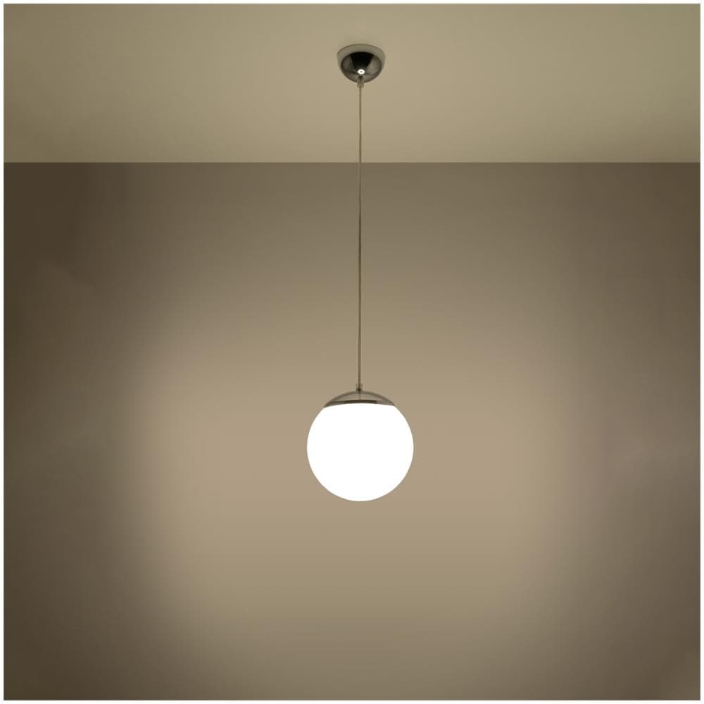 Sospensione Globo 1 Luce Bianco, Cromo, E27 - Foto 13