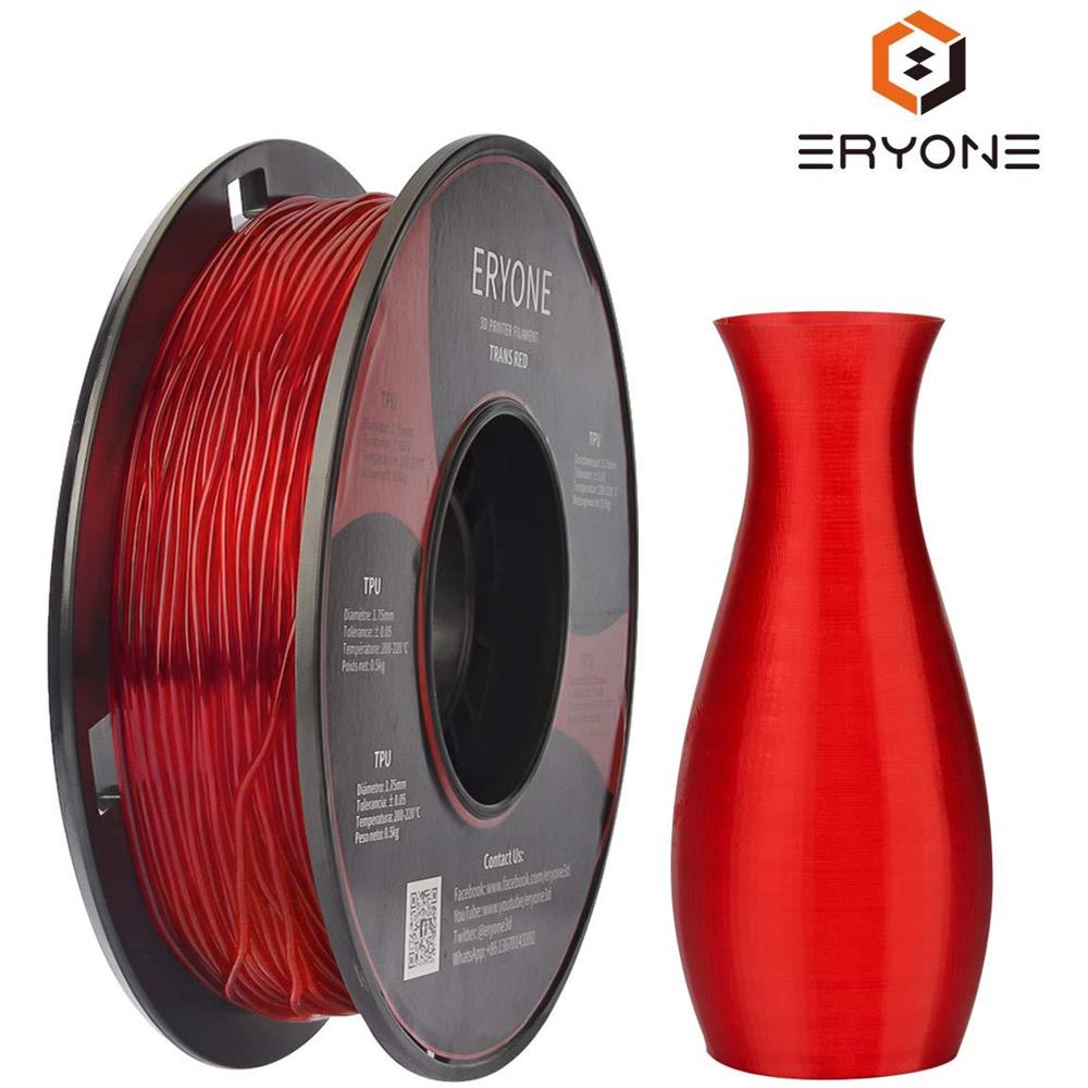 Filament Tpu 175 Millimetri Tpu Filamento 175 Millimetri La Stampa 3d Filamento Tpu Per Stampante 3d 0.5kg 1 Bobina Rosso Trasparente - Foto 1