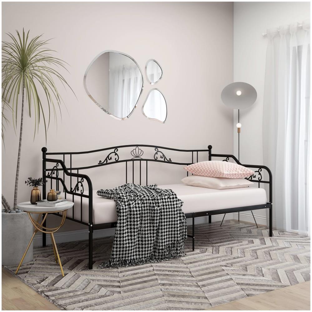 Divano Letto Telaio Nero In Metallo 90x200 Cm - Foto 1