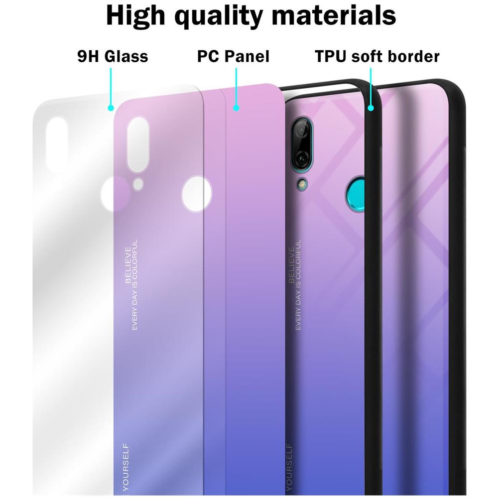 Custodia Compatibile Con Huawei P Smart 2019 In Rosa - Blu - Coperchio Protettivo Bicolore In Vetro Temperato E Silicone Tpu - Foto 7