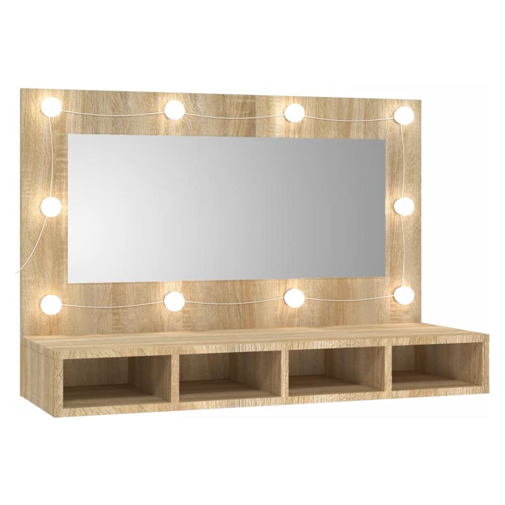 Mobile A Specchio Con Led Rovere Sonoma 90x31,5x62 Cm - Foto 2