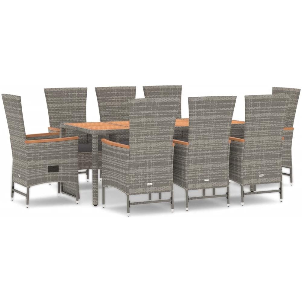 Set Da Pranzo Da Giardino 9 Pz Con Cuscini In Polyrattan Grigio - Foto 2