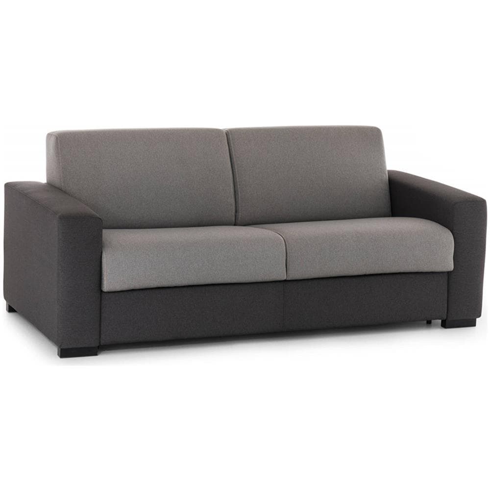 Divano Fisso Marzia, Divano A 2 Posti Large, 100% Made In Italy, Sofà Soggiorno, In Tessuto Imbottito, Con Braccioli Slim, Cm 180x95h90, Grigio E Antracite - Foto 2