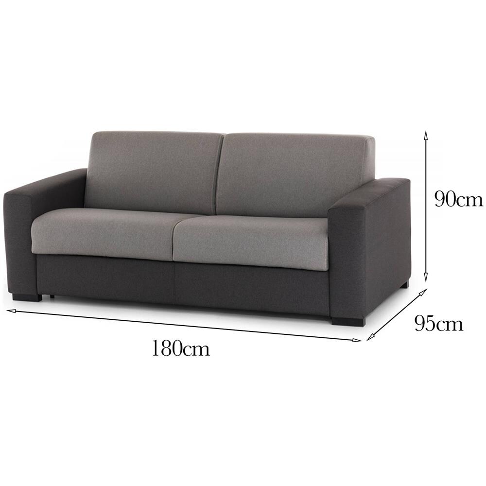 Divano Fisso Marzia, Divano A 2 Posti Large, 100% Made In Italy, Sofà Soggiorno, In Tessuto Imbottito, Con Braccioli Slim, Cm 180x95h90, Grigio E Antracite - Foto 4