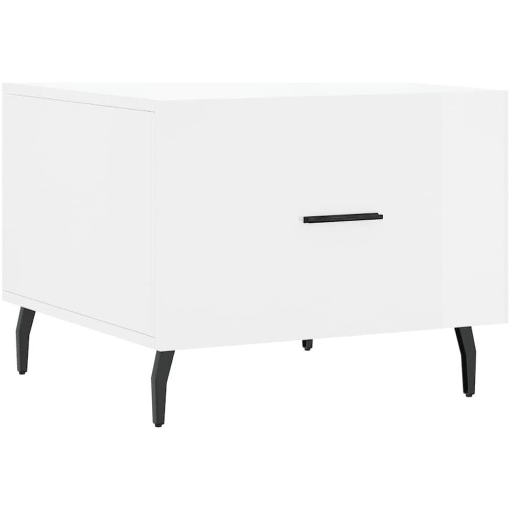 Tavolino Da Salotto Bianco Lucido 50x50x40 Cm Legno Multistrato - Foto 2