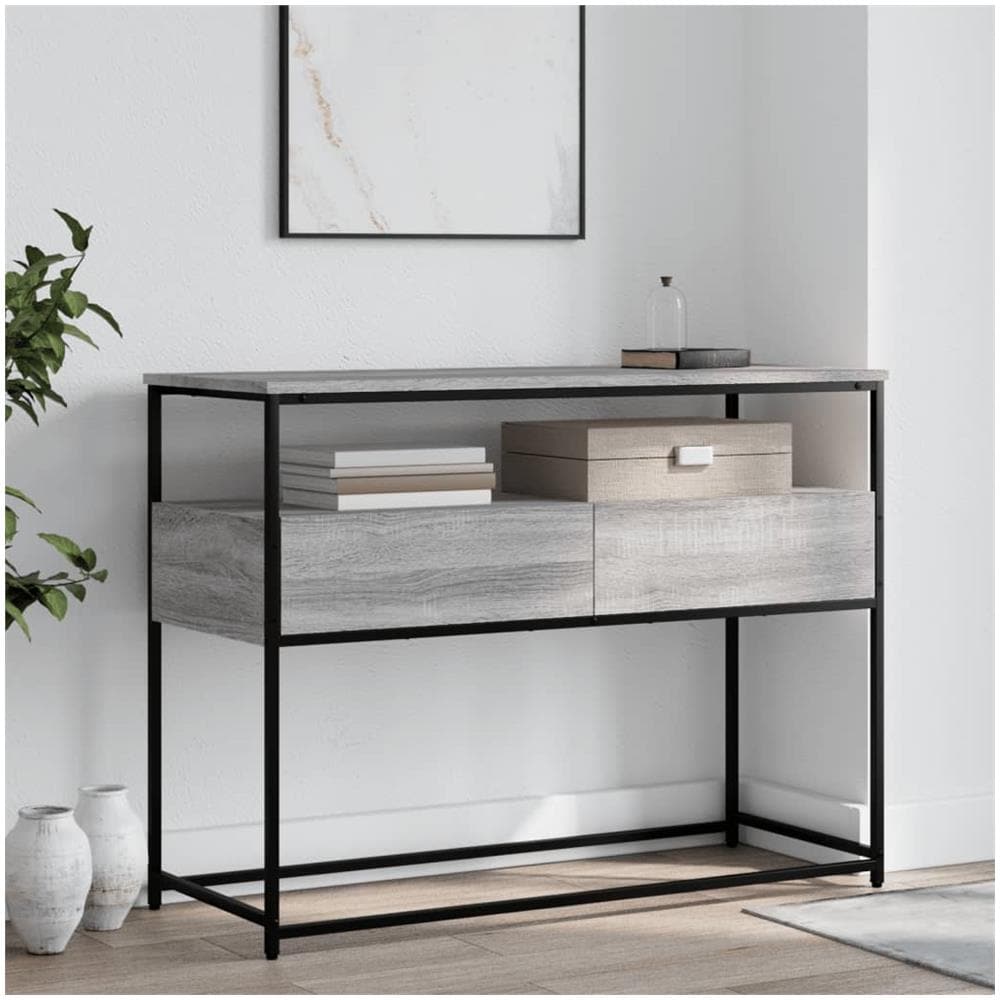 Tavolino Consolle Grigio Sonoma 100x40x75cm Legno Multistrato - Foto 1