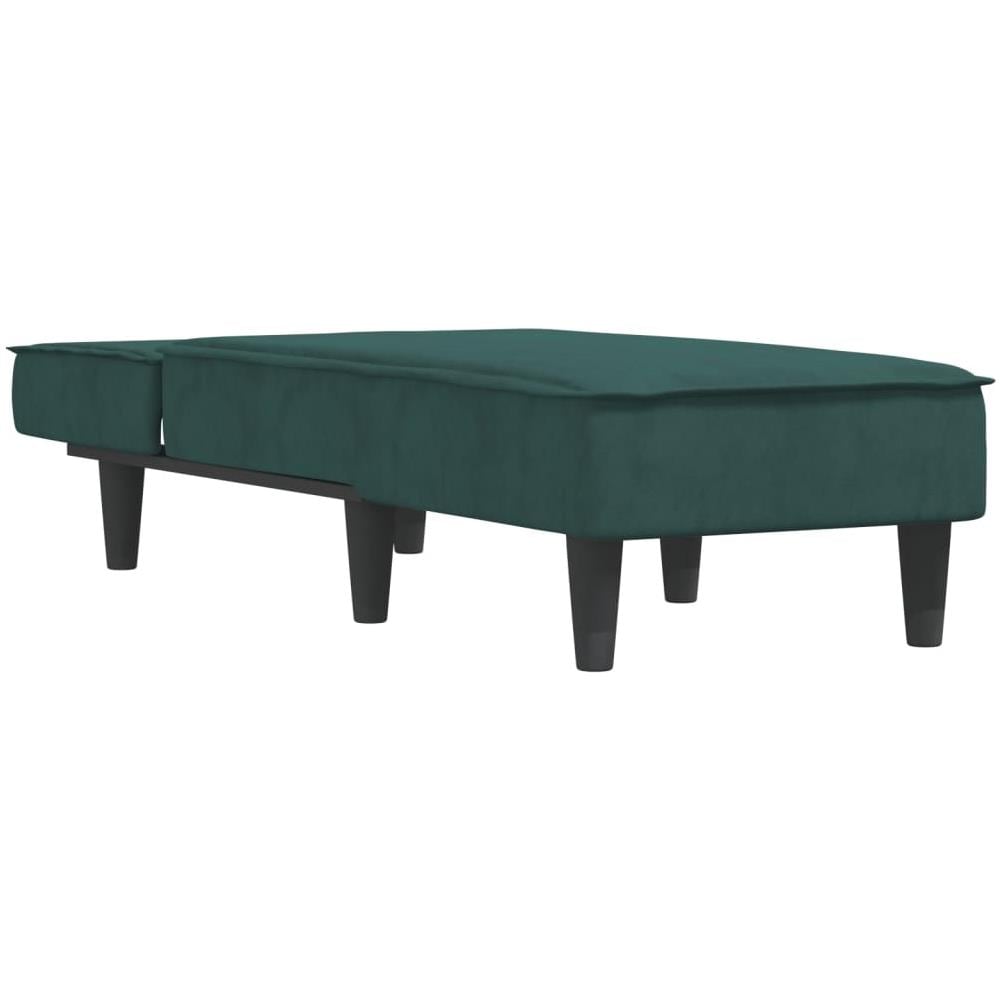 Chaise Longue In Velluto Verde Scuro - Foto 3