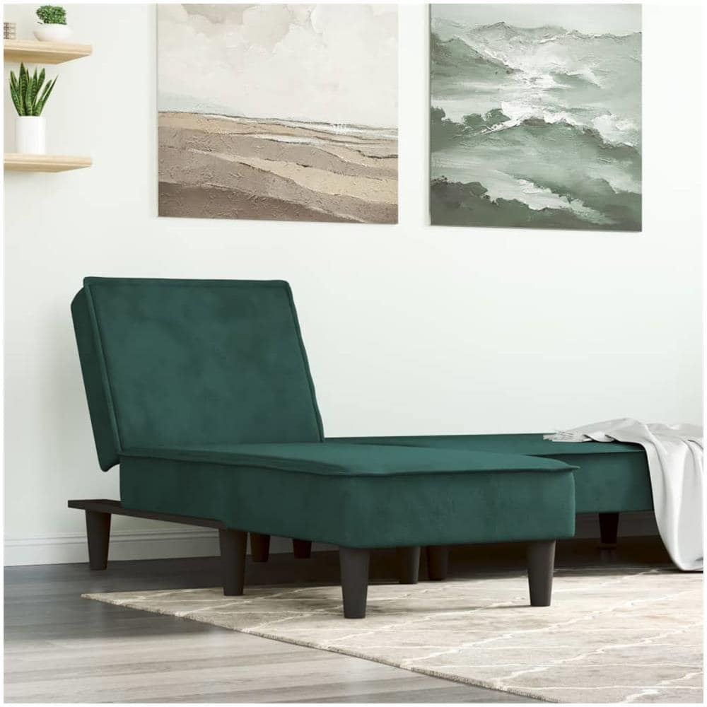 Chaise Longue In Velluto Verde Scuro - Foto 1