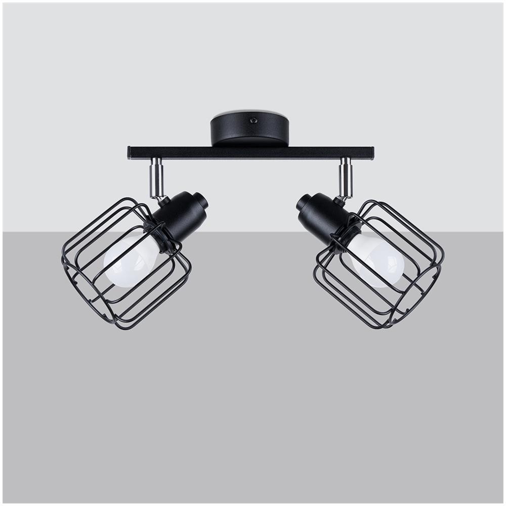 Lampada Da Soffitto Beluci 2 Nero Sl. 1115 - Moderno Lampade Da Soffitto Nero 19x27x17 Cm - Foto 2