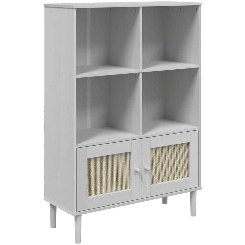 Credenza Senja Aspetto Rattan Bianco 90x35x130 Cm Massello Pino - Foto 2