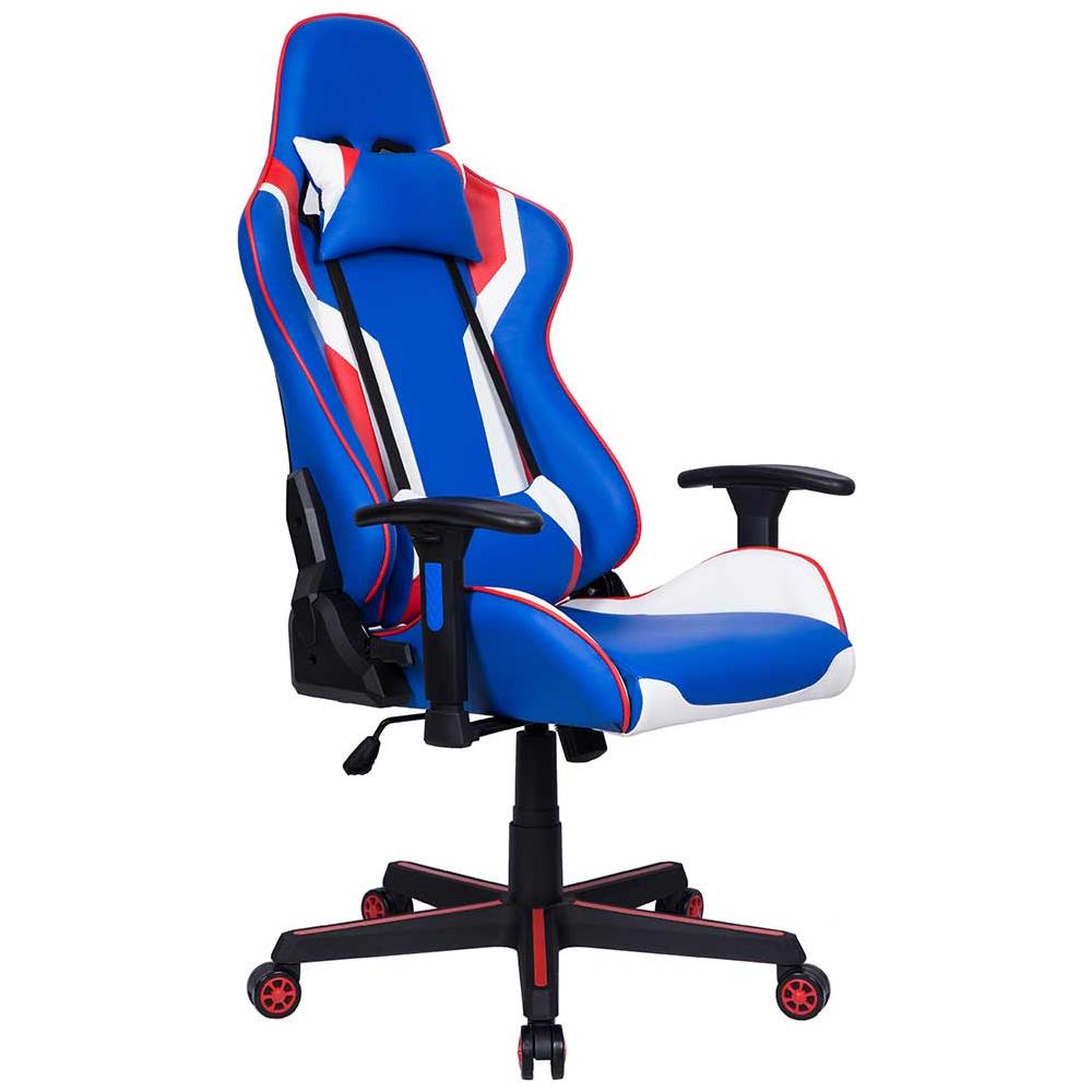 Sedia Poltrona Gaming Scrivania Ufficio Casa Reclinabile Girevole Direzionale Blu - Foto 1