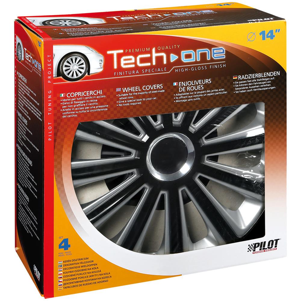 Copricerchi Auto Universali 14 Pollici Tech-one Trend Dc Rc Black Silver 31591 - Foto 7