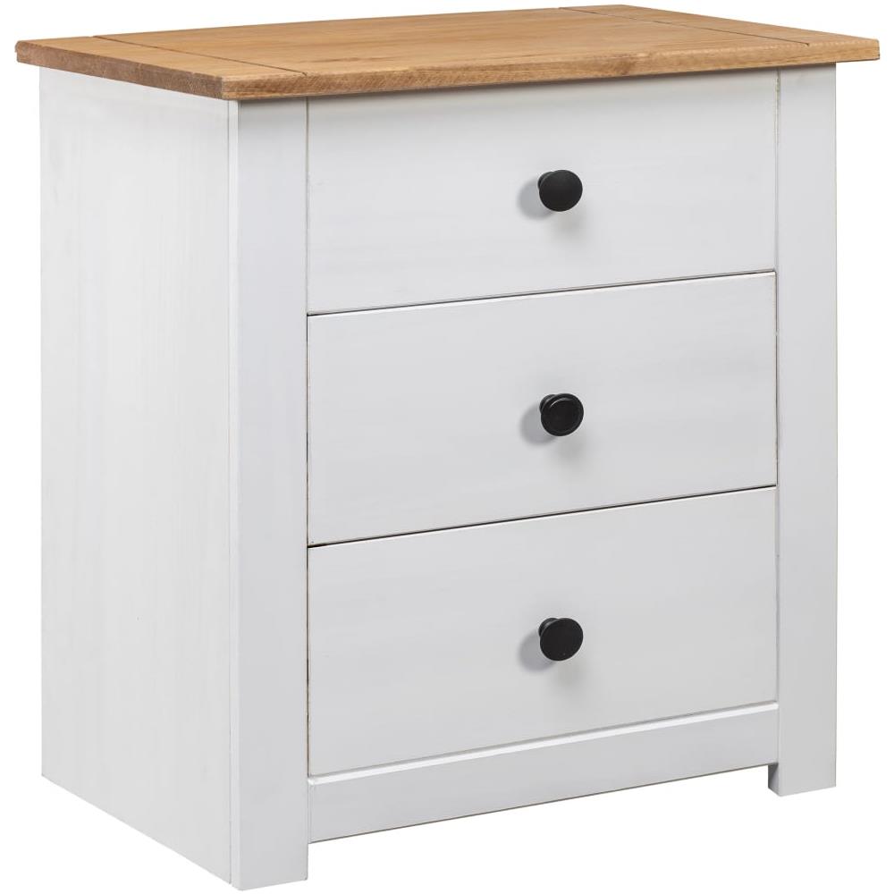 Comodino Bianco 46x40x57 cm in Legno di Pino Panama Range - Foto 1