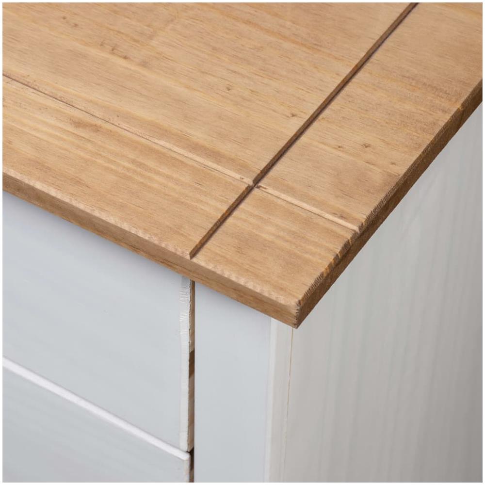 Comodino Bianco 46x40x57 cm in Legno di Pino Panama Range - Foto 2