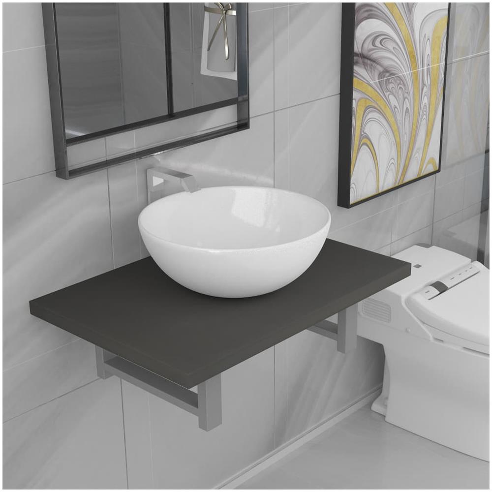 Set Mobili Da Bagno 2 Pz Ceramica Grigio - Foto 1
