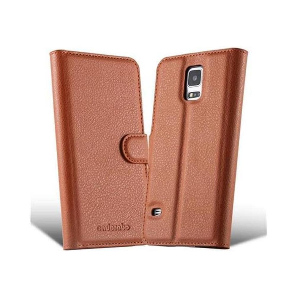 Custodia Compatibile Con Samsung Galaxy S5 / S5 Neo In Marrone Pastello - Coperchio Protettiva Con Chiusura Magnetica, Funzione Stand E Tasca Per Le Carte - Foto 2