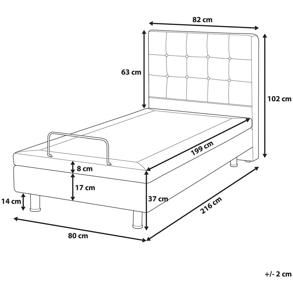 Letto Di Tessuto Imbottito Grigio Regolabile Elettricamente 80 X 200 Cm Duke - Foto 2
