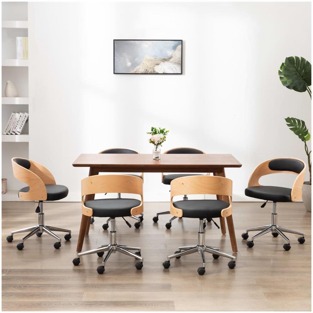 Sedie Da Pranzo Girevoli 6 Pz Nere In Legno Curvo E Similpelle - Foto 1