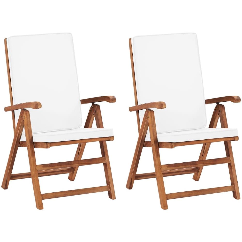 Sedie da Giardino con Cuscini 2 pz Legno Massello di Teak Crema - Foto 1