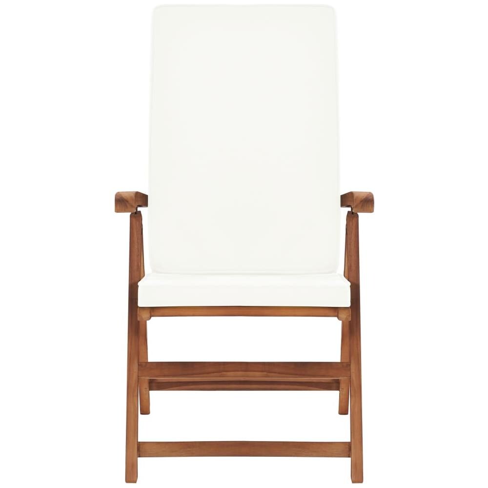Sedie da Giardino con Cuscini 2 pz Legno Massello di Teak Crema - Foto 3