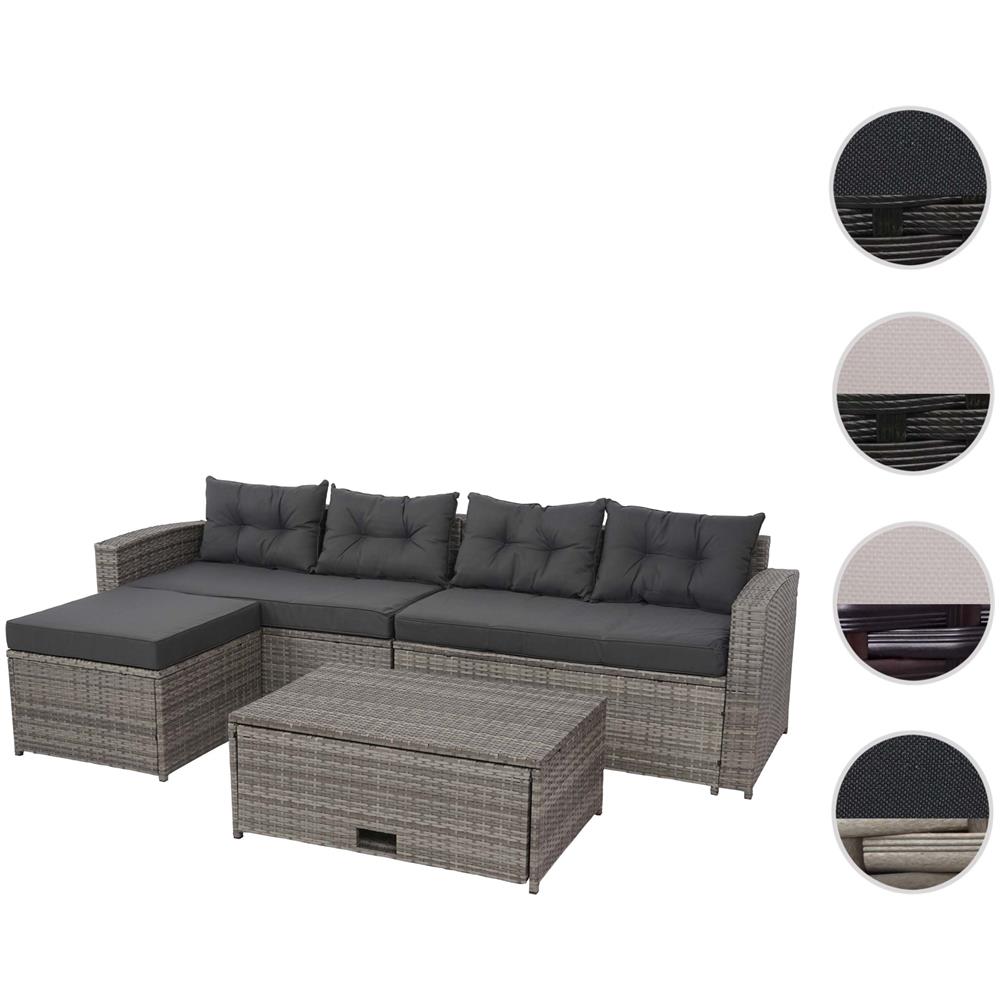 Set Salotto Da Giardino In Polyrattan Nero - 4 Posti Con Cuscini Avorio E Tavolino - Foto 8