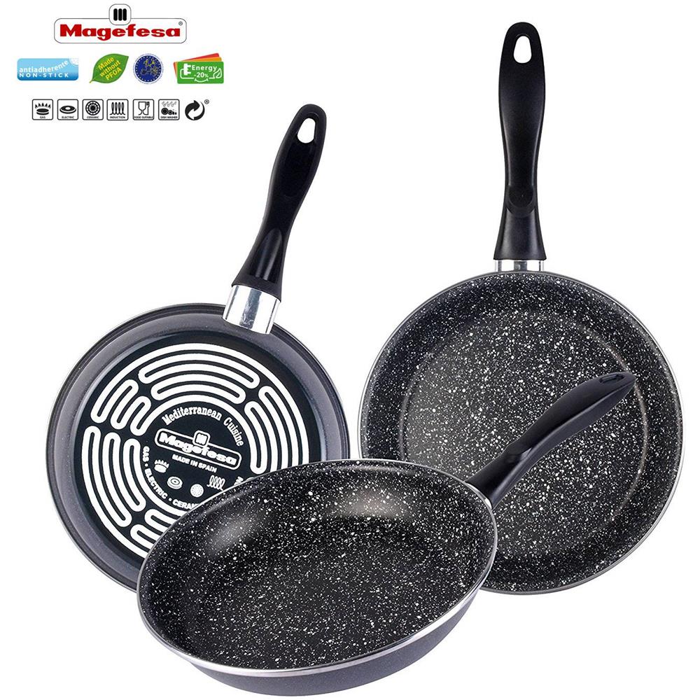 K2 Gransasso 3 Padelle 20-24-28cm Induzione, Pfoa-free Antiaderente Stone Acciaio Vetrificato - Foto 2