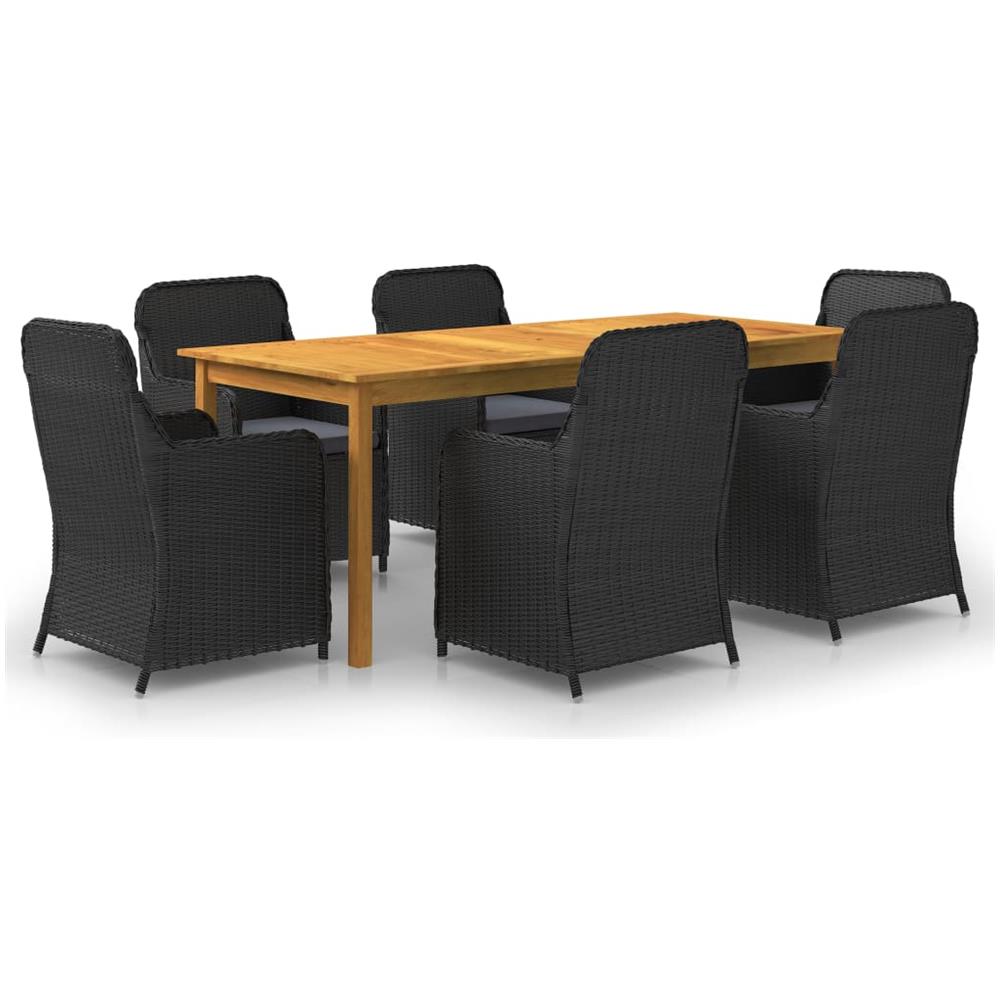 Set Mobili da Pranzo per Giardino 7 pz Nero - Foto 1