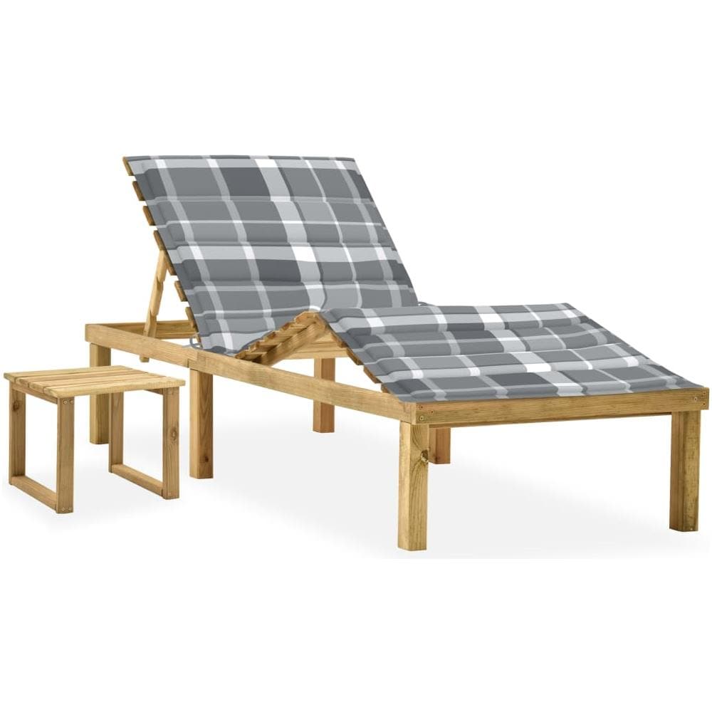 Lettino da Giardino con Tavolino Cuscino Legno Pino Impregnato - Foto 1
