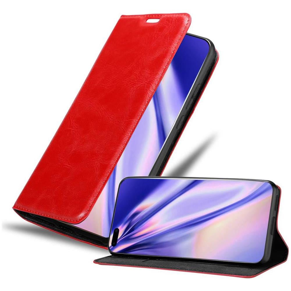 Custodia Compatibile Con Honor P40 Pro + In Rosso Mela - Coperchio Protettiva Con Chiusura Magnetica, Funzione Stand E Tasca Per Le Carte - Foto 1