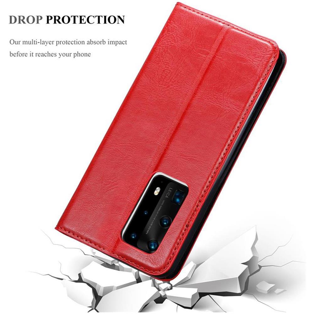 Custodia Compatibile Con Honor P40 Pro + In Rosso Mela - Coperchio Protettiva Con Chiusura Magnetica, Funzione Stand E Tasca Per Le Carte - Foto 8