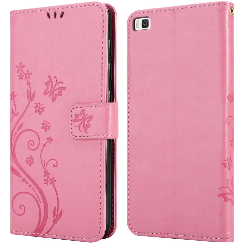 Cadorabo Custodia Compatibile Con Huawei P8 In Rosa Fiore - Coperchio Protettivo In Design Floreale Con Chiusura Magnetica, Funzione Stand E Slot Per Carte - Foto 8