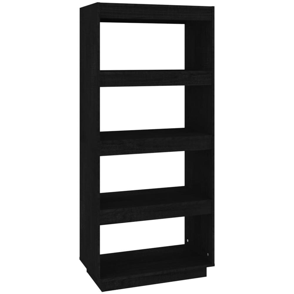 Libreria / divisorio Nero 60x35x135 Cm In Legno Massello Di Pino - Foto 2