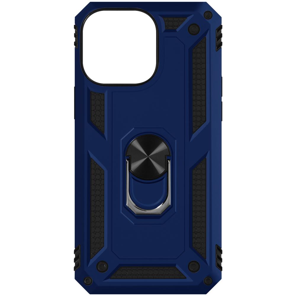 Cover Iphone 14 Pro Anti-urto Ibrida Anello Di Sostegno Funzione Supporto Blu - Foto 1