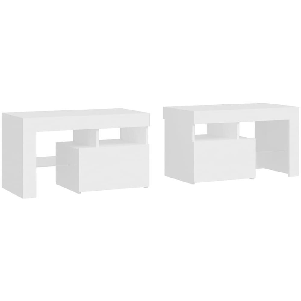 Comodini 2 Pz Con Luci A Led Bianchi 70x36,5x40 Cm - Foto 3
