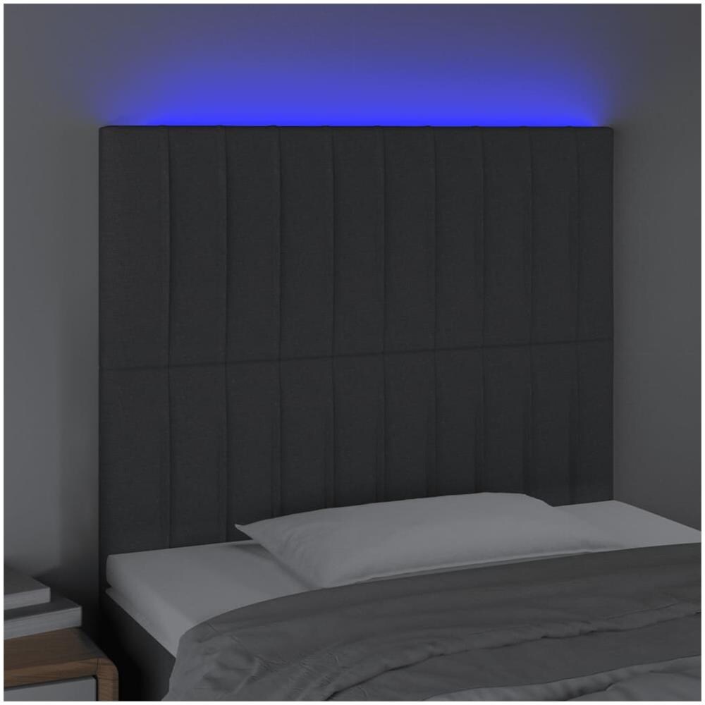 Testiera A Led Grigio Scuro 80x5x118/128 Cm In Tessuto - Foto 3