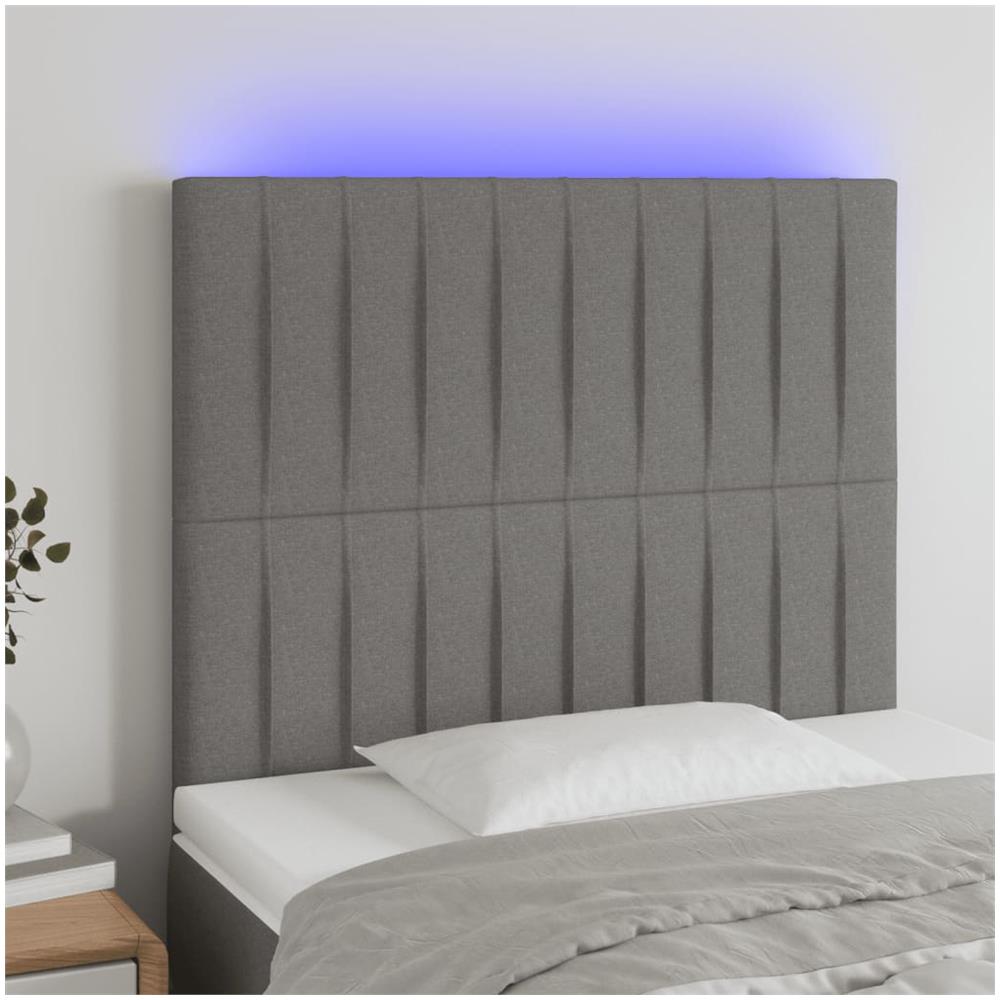 Testiera A Led Grigio Scuro 80x5x118/128 Cm In Tessuto - Foto 1