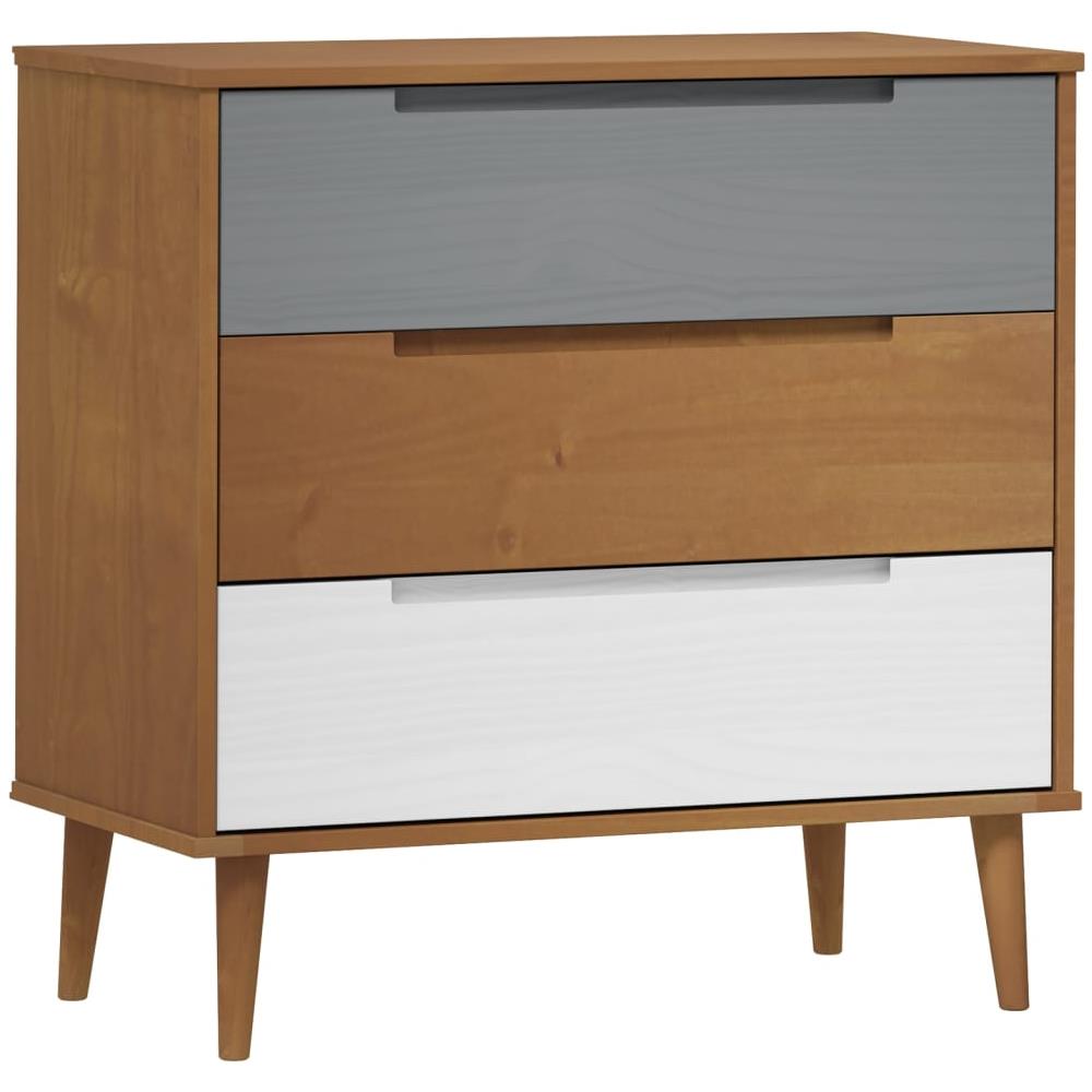 Cassettiera Marrone 80x40x80 Cm In Legno Massello Di Pino - Foto 2